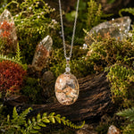 Whispering Snowfall oval Garden Quartz pendant in 18K white gold vermeil, pendant only