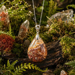 Crimson Ember oversized teardrop Garden Quartz pendant in 18K white gold vermeil, pendant only